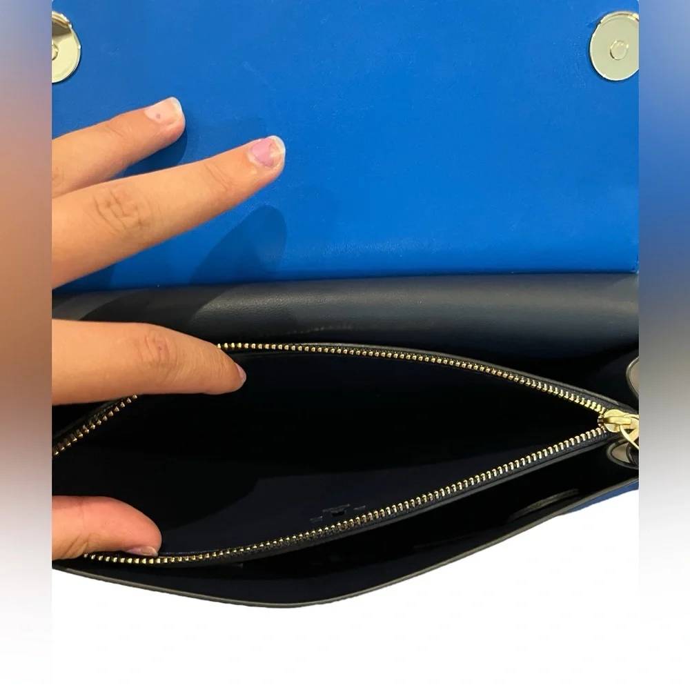 Tory Burch Mini Block T Leather Magnetic Flap Closure Satchel Crossbody Bag - Picture 8 of 9